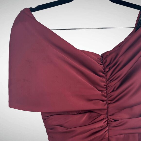 Katie May Miss Jenn Draped Strapless Statement Mini‎ Dress Size Small Bordeaux - Picture 9 of 12
